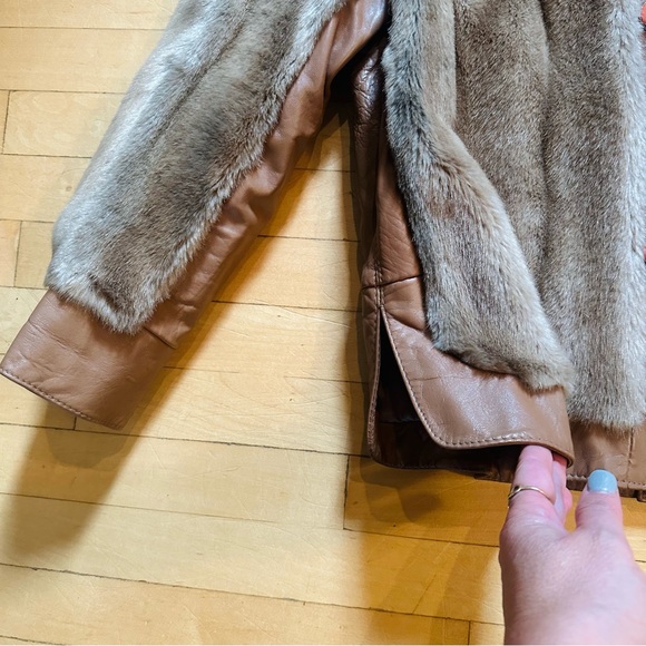 Tocci Imports Leather Faux Fur Jacket Coat -  England - Picture 7 of 11